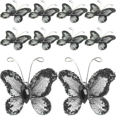 FOMIYES 50pcs Sheer Mesh Wire Glitter with (Black)