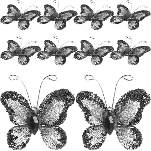 FOMIYES 50pcs Sheer Mesh Wire Glitter with (Black)