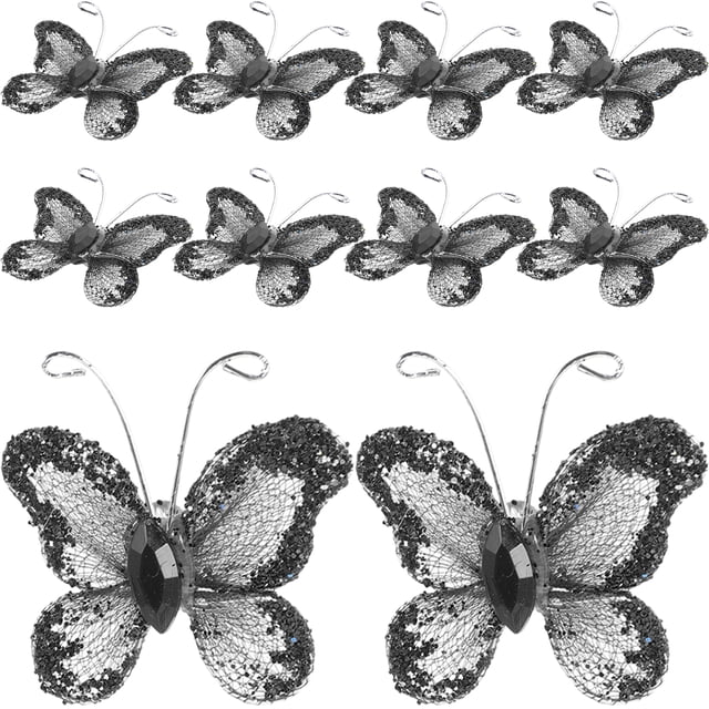 SHISUYAN 50 Pcs Fil de Maille Transparent Pailleté (Noir)