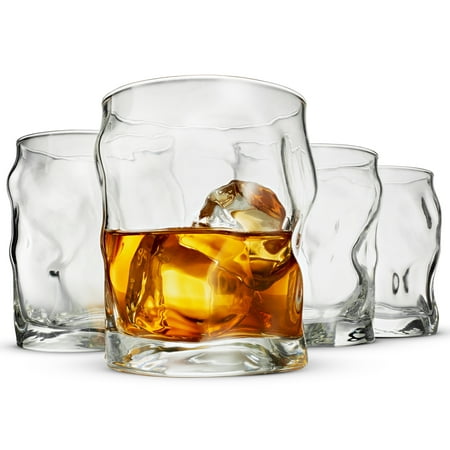 ShopoKus Italian Double Old Fashioned Whiskey Glass [4 Piece Set] 14 oz Rock Glass - Perfect Cocktail Glasses, For Scotch, Bourbon, Vodka or any Alcoholic