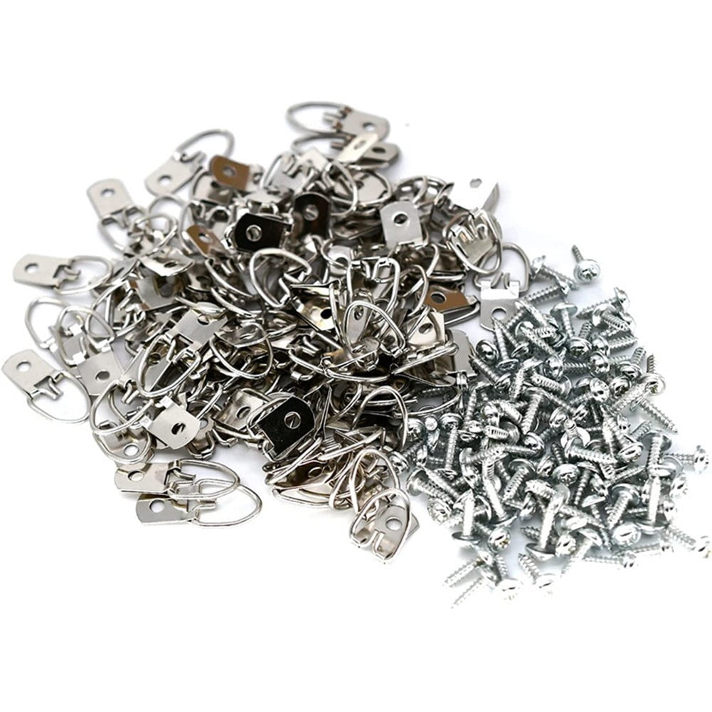 Picture Hangers With Screws Single Hole D-Ring Hook Photo Picture Frame Hanger 50Pcs Smile Home