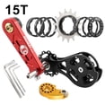 thumbnail image 3 of Equipo de conversión de velocidad única para bicicleta de montaña, repuestos duraderos, llave ligera 15T rojo, 3 of 8