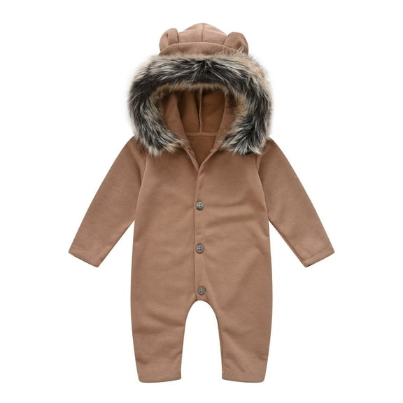 Sngxgn Baby Boy Outfit Print Sweatshirt Romper Long Sleeve Bubble Bodysuit(Brown,80)