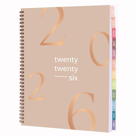 Rileys 2026 Planner, Agenda Planner With Weekly And Monthly View, Daily Agenda Book And Yearly Planners Calendar Book, Spiral Bound With Tabs, Notes, Goals And Holidays (Float, Beige, 8.5 x 11 in)