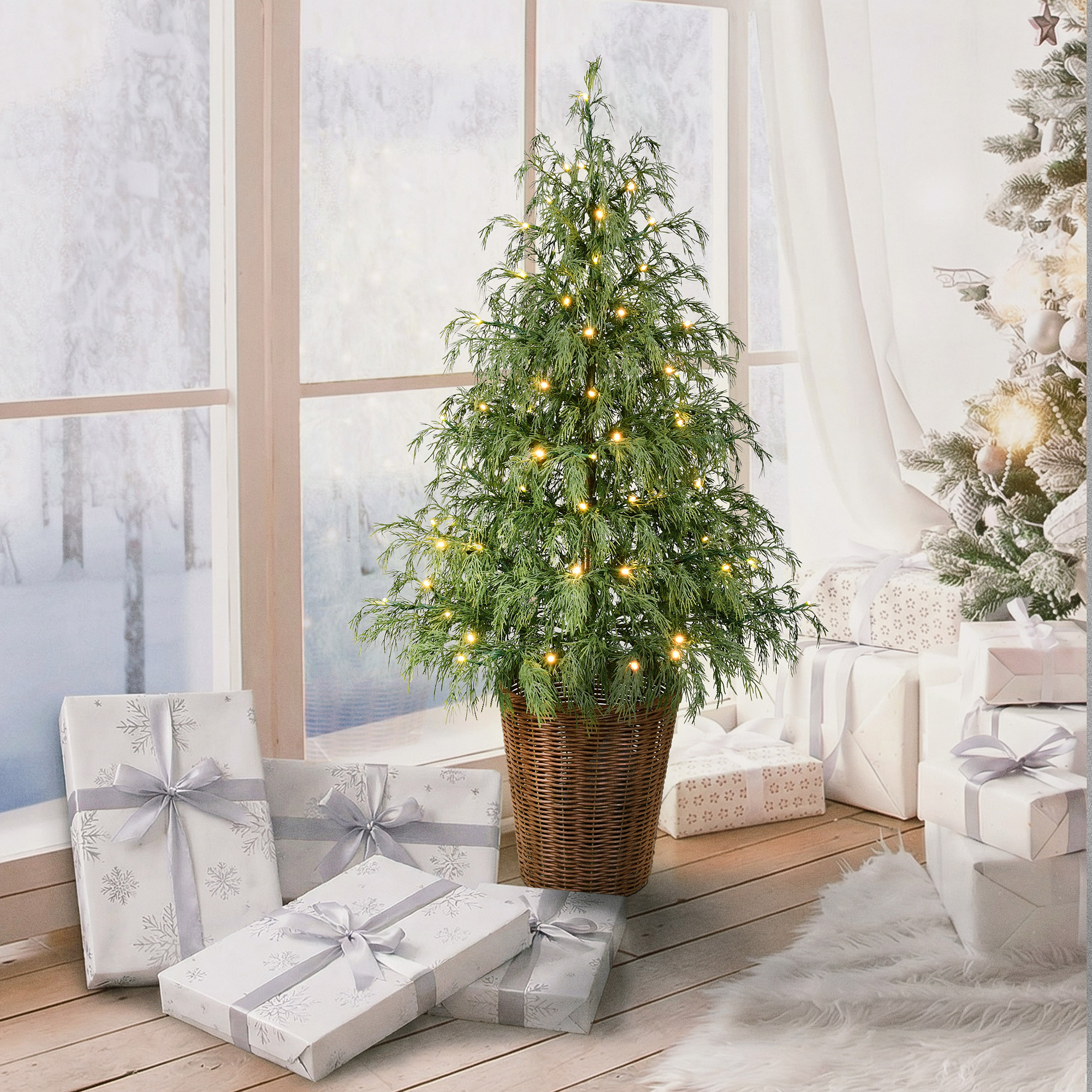 My Texas House 4-Foot Pre-Lit Northern Pine Potted Tree, 80 Lights photo 2