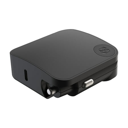 Scosche HCPDC20-XSSP PowerVolt 2-in-1 20W Fast Home & Travel Car Charger Compatible w/ USB-C Apple/Samsung, Black