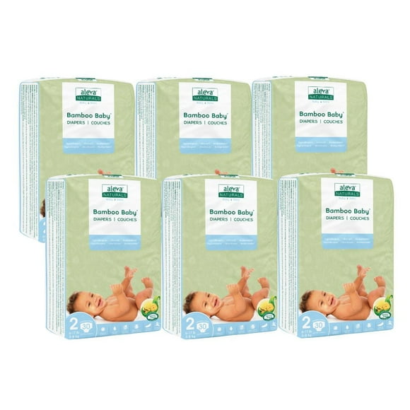Aleva Naturals® Couches Bamboo Baby, paq. économique (Taille 2) - 180 Format