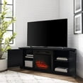 thumbnail image 6 of Corner Fireplace TV Stand for 65+ inch TVs, Entertainment Center with Storage Shelves, Black, 6 of 15
