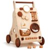 Woodtoe Wooden Baby Walker, Adjustable Push and Pull Learning Activity Center Walker Toy, Natural Wood Sit to Stand Walker for Baby Learning to Walk, Educational Gift for Toddler Boy Girl 1+