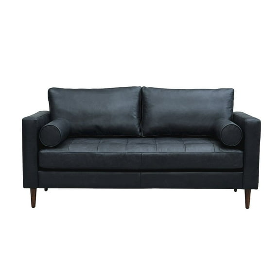 Crafters and Weavers Alamo Contemporary Italian Leather Loveseat in Slate