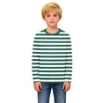 thumbnail image 4 of ITSAME Long Sleeve T-Shirt for Girls, Striped Print Round Neck Loose Fit Kids Fashion Casual Pullover Tops Green Size 13T, 4 of 8
