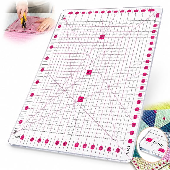 Rongsi Quilting Ruler- 12.5 * 12.5" Slotted Rulers for Quilting and Sewing Quilt Strip Rulers for Fabric Precise Cutting