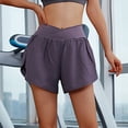 thumbnail image 3 of Pantalones cortos deportivos de entrenamiento para mujer - Cintura alta, doble capa con braguita interior, abertura lateral, bolsillos con cremallera, nailon y spandex, tallas S-XXL, 3 of 8
