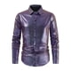 thumbnail image 1 of Blusa y camisa de manga larga con cuello vuelto para hombre, informal, con botones y retazos, de manga larga y cuello vuelto., 1 of 7
