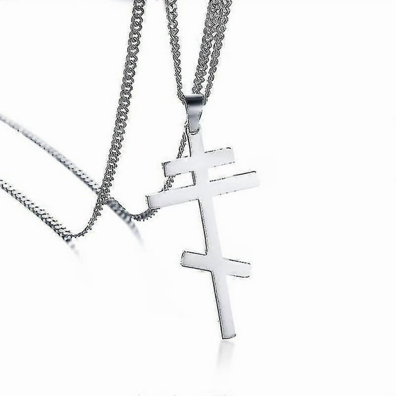 Vantage Orthodox Cross Pendant Men Necklace Christian Symbol Stainless Steel Byzantine Cross Jewelry