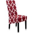 thumbnail image 1 of Stretchy Dining Chair Covers, XL/Oversized Removable Washable Soft Spandex High Back Large Chair Cover Slipcover for Dining Room Kitchen Hotel Table Banquet, Geometric Pattern (2 Per Set, Wine Red_01), 1 of 8