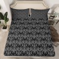 thumbnail image 2 of Feelyou Hippie Bat Teen Bed Sheets, Grey Hippie Damask Flower King Sheets, 4-Piece, 2 of 7