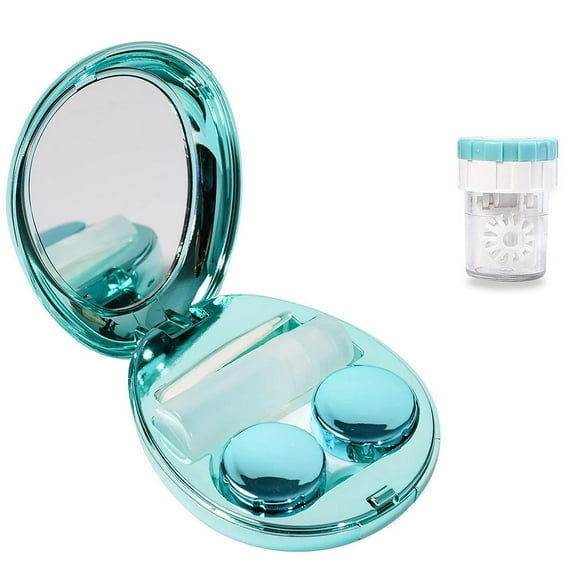 Dual Compartment Waterproof Contact Lens Case With Cleaner Portable And Sanitary