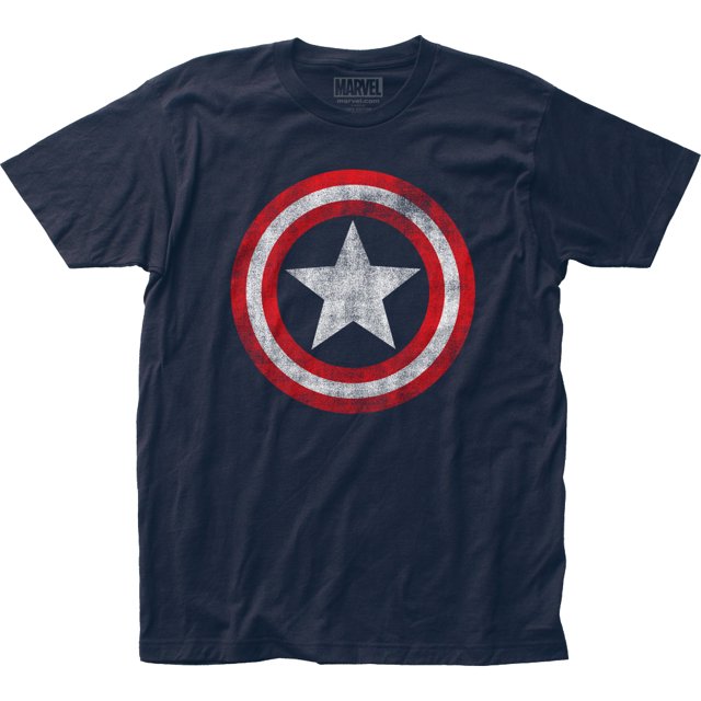 Captain America Marvel Comics Distressed Shield Adult Fitted Jersey T-Shirt Tee