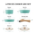 thumbnail image 2 of Juego de 6 utensilios de cocina antiadherentes con mango extraíble, juego de ollas y sartenes apilables, para inducción y gas, verde, 2 of 7