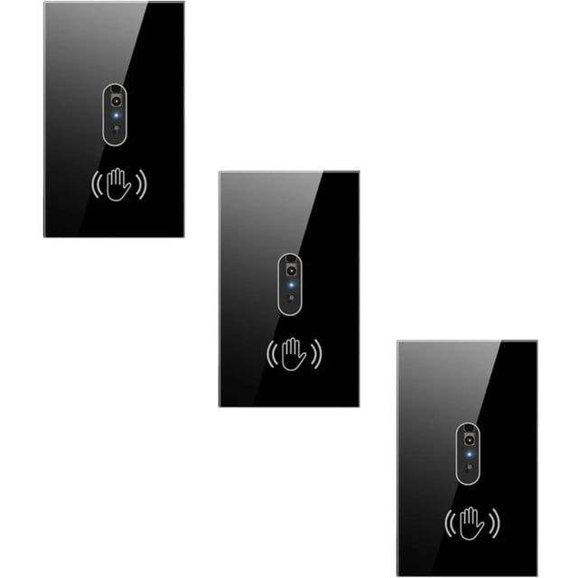 Interruptor de luz VentDepot InfraSwitchBlack 3Pzas 1Vía Sensor Infrarojo 3-10cm 100-240V AC 50-60Hz 800W 10A