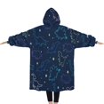 thumbnail image 2 of Oversized Wearable Blanket Hoodie,Colorful Dinosaurs Stars Pattern Sherpa Blanket Hoodie with Super Pockets,Super Warm Fuzzy Pullover for Women & Men, 2 of 6