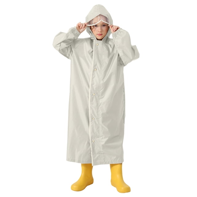 AJIWYH Imperméable pour Tout-Petits Enfants Garçons Filles Manteau de Pluie Imperméable Poncho de Pluie Réutilisable Vêtement d'Extérieur Imperméable Combinaison de Pluie Beige, 8-10 Ans