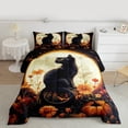 thumbnail image 2 of Feelyou Halloween Black Cat Bedding Comforter Set for Kids, Mystic Moon Twin Comforter Sets, Rustic Groovy Floral Reversible Bedding Set, Lightweight Room Decor, 2 Pieces, 2 of 8