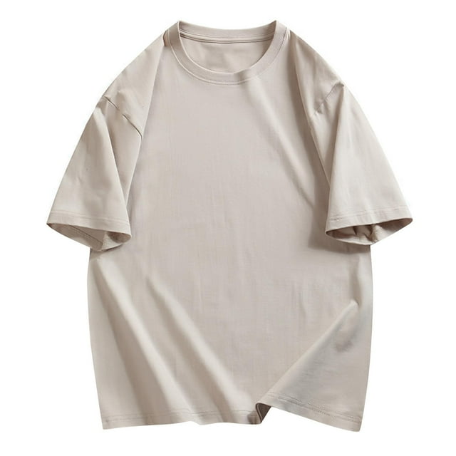 AherBiu T-Shirts pour Hommes Grande Taille Col Rond Ample Léger Décontracté Été T-Shirt en Coton Uni T-Shirts