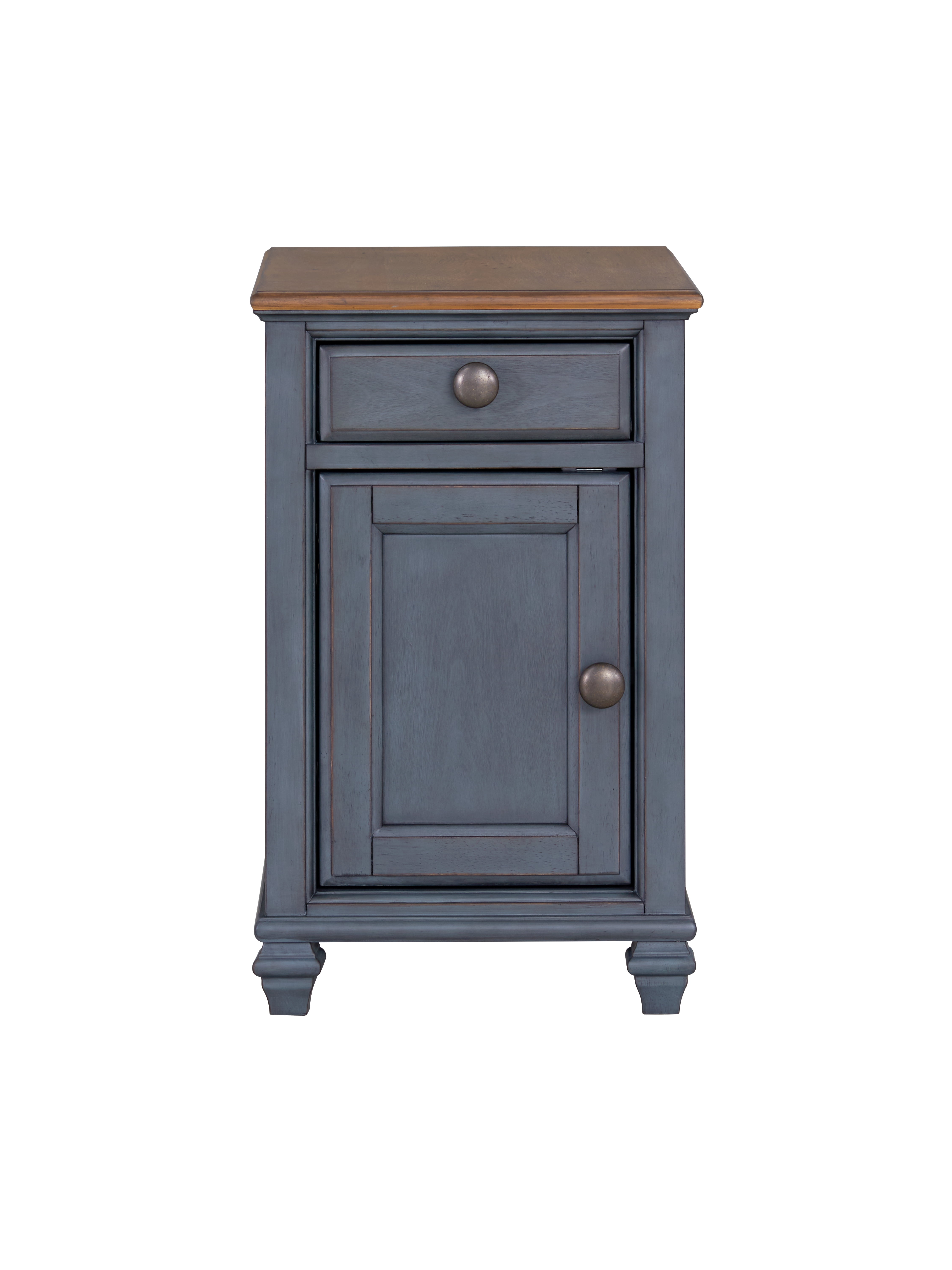14" Fully Assembled Farmhouse Chair Side Table with Drawer & Door, Narrow Coastal End Table with Storage
