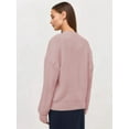 thumbnail image 6 of Women'S Chunky Knit Cardigan Sweater V-Neck Long Sleeve Button Casual Loose Cropped Cardigan Coat Pink L, 6 of 7
