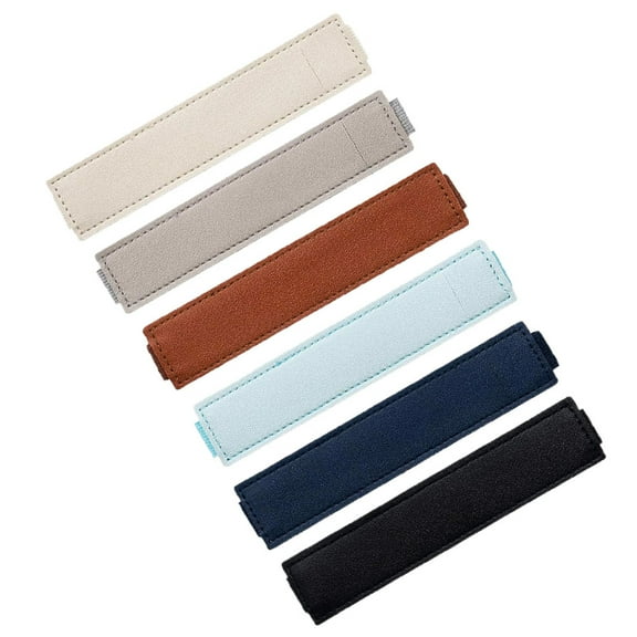 DECOMELODY 6Pcs Pen Storage Bags with Elastic Band for Business Trips PU Leather 16.50X3.50X1.00cm