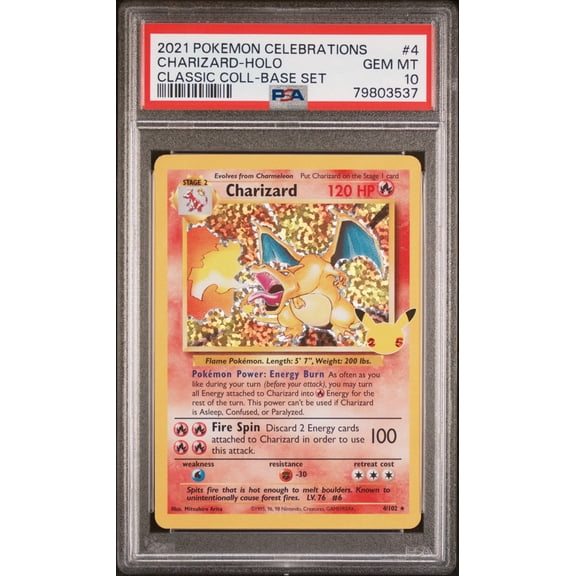 Collectible Graded 2021 Pokemon Celebrations Classic Collection Charizard Holo Base Set #4 PSA 10