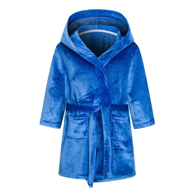 Peignoirs pour Garçons et Filles, Peignoirs pour Tout-Petits Garçon Fille, Longue Robe pour Enfants en Molleton Corail à Capuche Pyjama Mi-Long pour Enfants