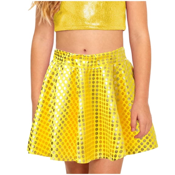 BOBOGOJP Girls Sequin Skirt Sparkly Toddler Kids Mini Glitter Skirt Elastic Waist Party Pencil Skirt Gold for Size 10-11 Years