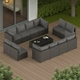 thumbnail image 4 of Outdoor  All Weather Patio Furniture Set 14 Pieces Sectional Rattan Sofa Set with Coffee Table,Grey, 4 of 7