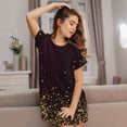 thumbnail image 3 of Vsdgher Gold stars luxury sparkling Pattern Womens Short Sleeve Sleepshirt Scoopneck Cute Nightdress Ruffle Comfy Nightgown, 3 of 6