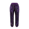 thumbnail image 5 of Wide Leg Pants Woman Carnival Fashion Straight Drawstring Waist Gradient Glitter Joggers Purple Casual Yoga Pant L, 5 of 7