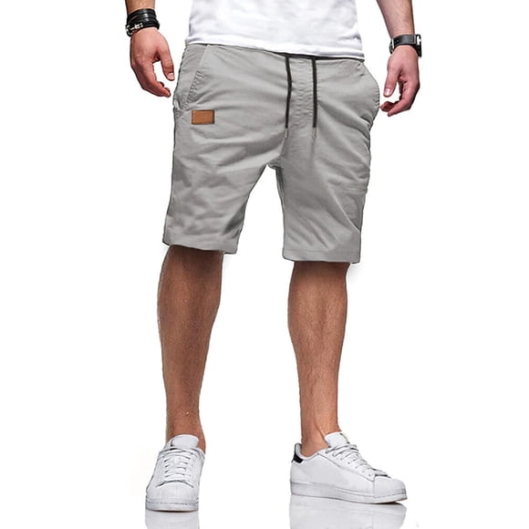 Shorts casuales JMIERR de algodón con cordón, gris, talla M