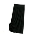 thumbnail image 2 of BRGZLK Women Casual High Waisted Maxi Skirts Summer Solid Color Trendy Elastic Wide Waist Soft Comfortable Slimming A-Line Basic Skirts for Women Black Free Size, 2 of 3