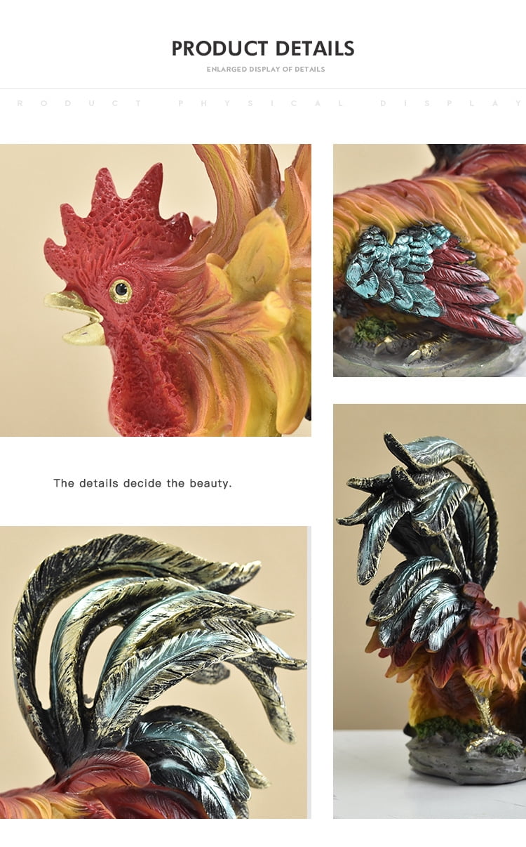 Rooster Decor, Chicken Animal Yard Art Lawn Ornament Figurines Artwork, Chicken Yard Art Sculpture Outdoor Figurines, Rooster Kitchen Decor for Backyard, Lawn, Patio Decoration