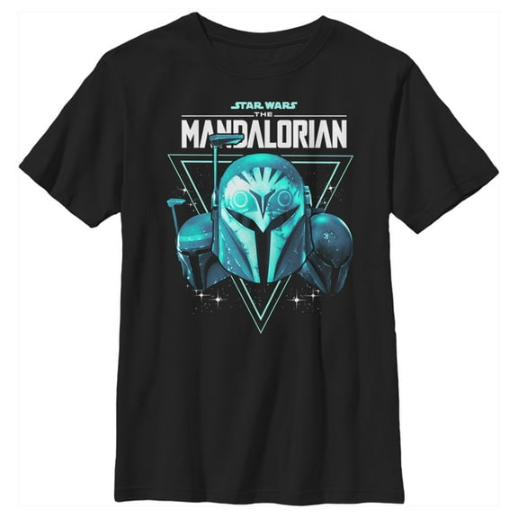 Boy's Star Wars: The Mandalorian Bo-Katan Nite Owl Helmets Graphic Tee Black Small
