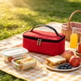 thumbnail image 5 of Insulated Casserole Carrier, 9.84X6.29X3.14" Leakproof Lunch Bag, Portable Thermal Cooler Tote, Reusable Food Storage Pouch, Waterproof Lunch Carrier, Double Zipper Food Tote for Work Picnic, 5 of 7
