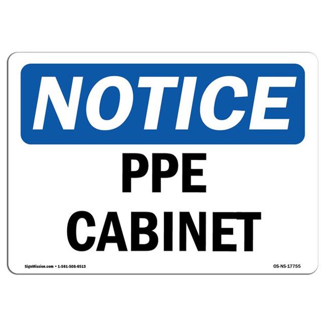 SignMission OS-NS-A-710-L-17755 7 x 10 Po Panneau d'Affichage OSHA - Armoire PPE
