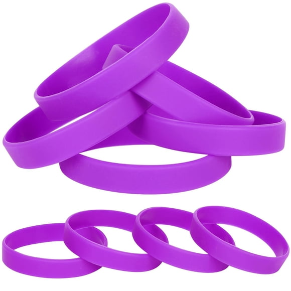 LVNRIDS 25 PCS Purple Silicone Elastic Wristbands Bracelet Blank Rubber Wrist bands Bracelets Sports Bulk for men women