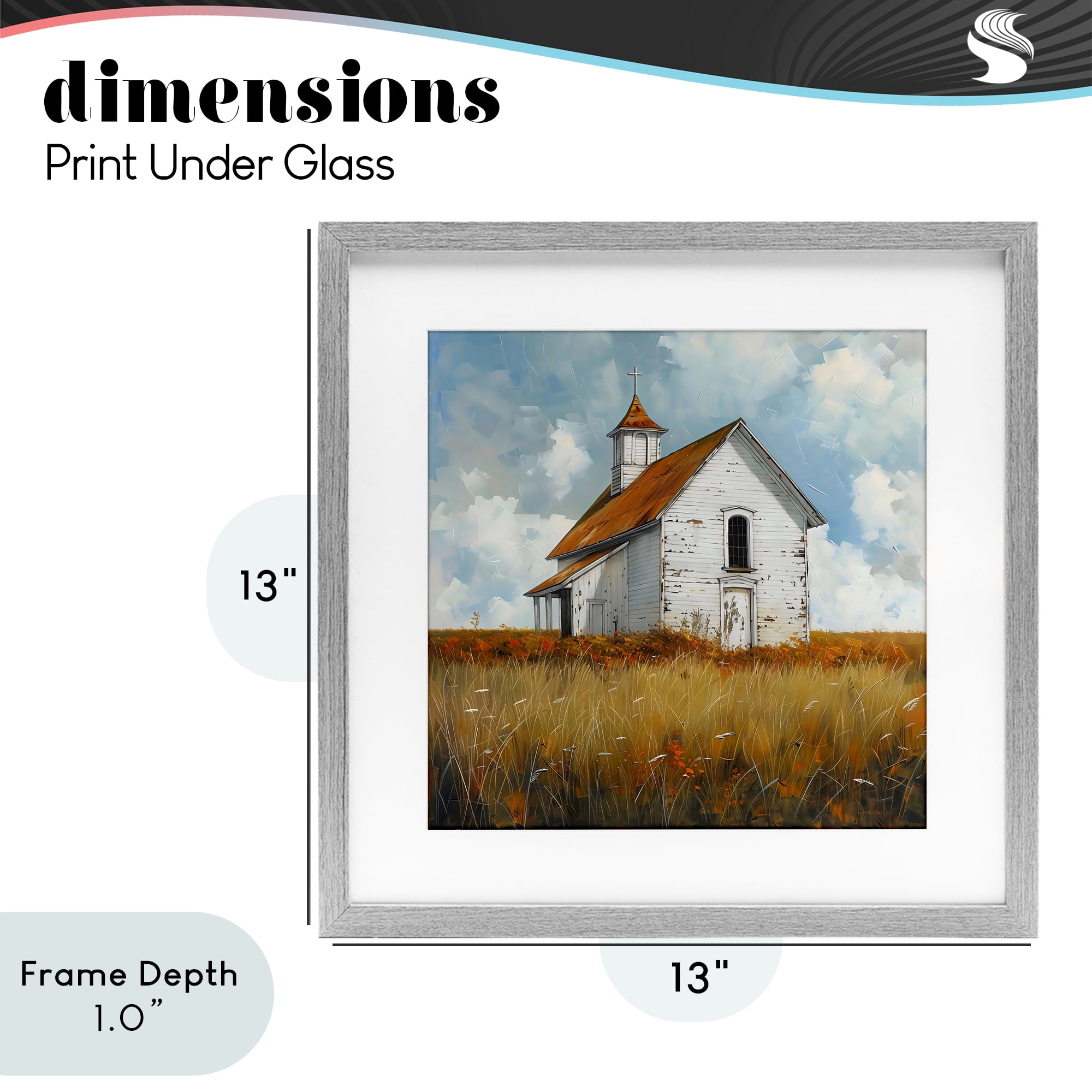 Stupell Industries Rustic Church in Field Gray Framed Print Under Glass, design by Creative Studio