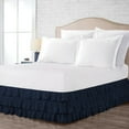 thumbnail image 2 of CCNY 11" Inch Drop Multi Ruffled Bed Skirt Olympic Queen Size 100% Microfiber Made Navy Blue Color, 2 of 6