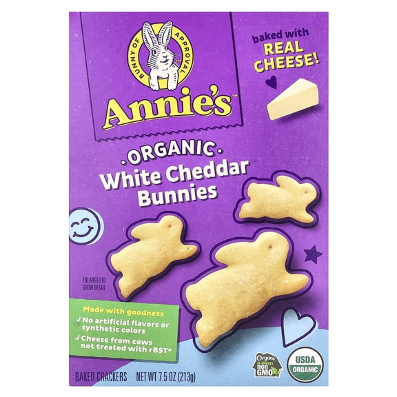 Annie's Organic White Cheddar Bunnies Baked Snack Crackers, 7.5 oz