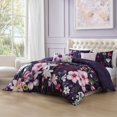 thumbnail image 5 of Bebejan Morning Glory 5 Piece Comforter Set, Purple, King,  100% Cotton Sateen, Reversible, All Season, Cozy Comfort, 5 of 10