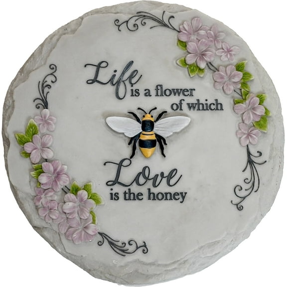 LIFE IS FLOWER STEPPING STONE / DECORATIVE WALL PLAQUE